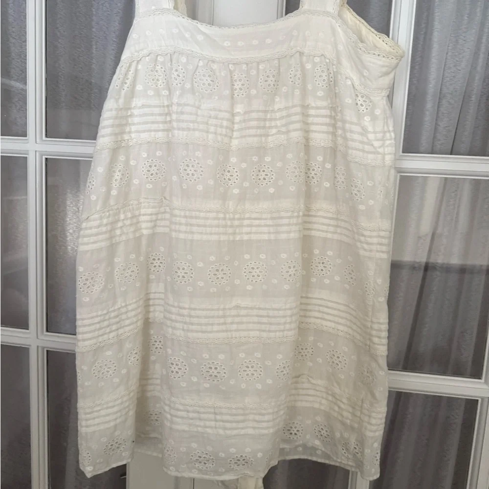Sezane White 100% Cotton Eyelet Button-Front Sundress - Picture 9 of 10